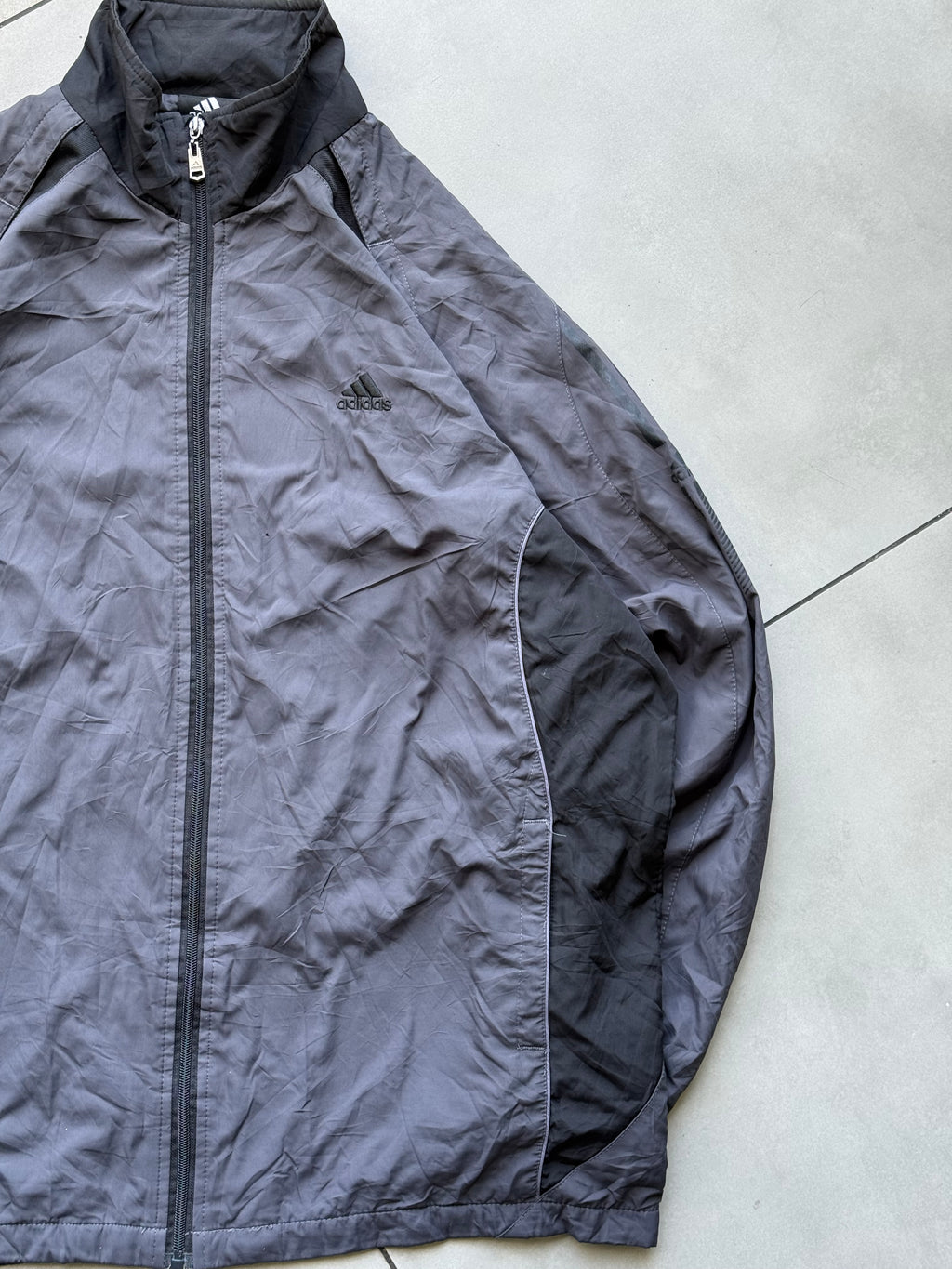 VINTAGE GRAY ADIDAS ZIP-UP WINDBREAKER-XXL