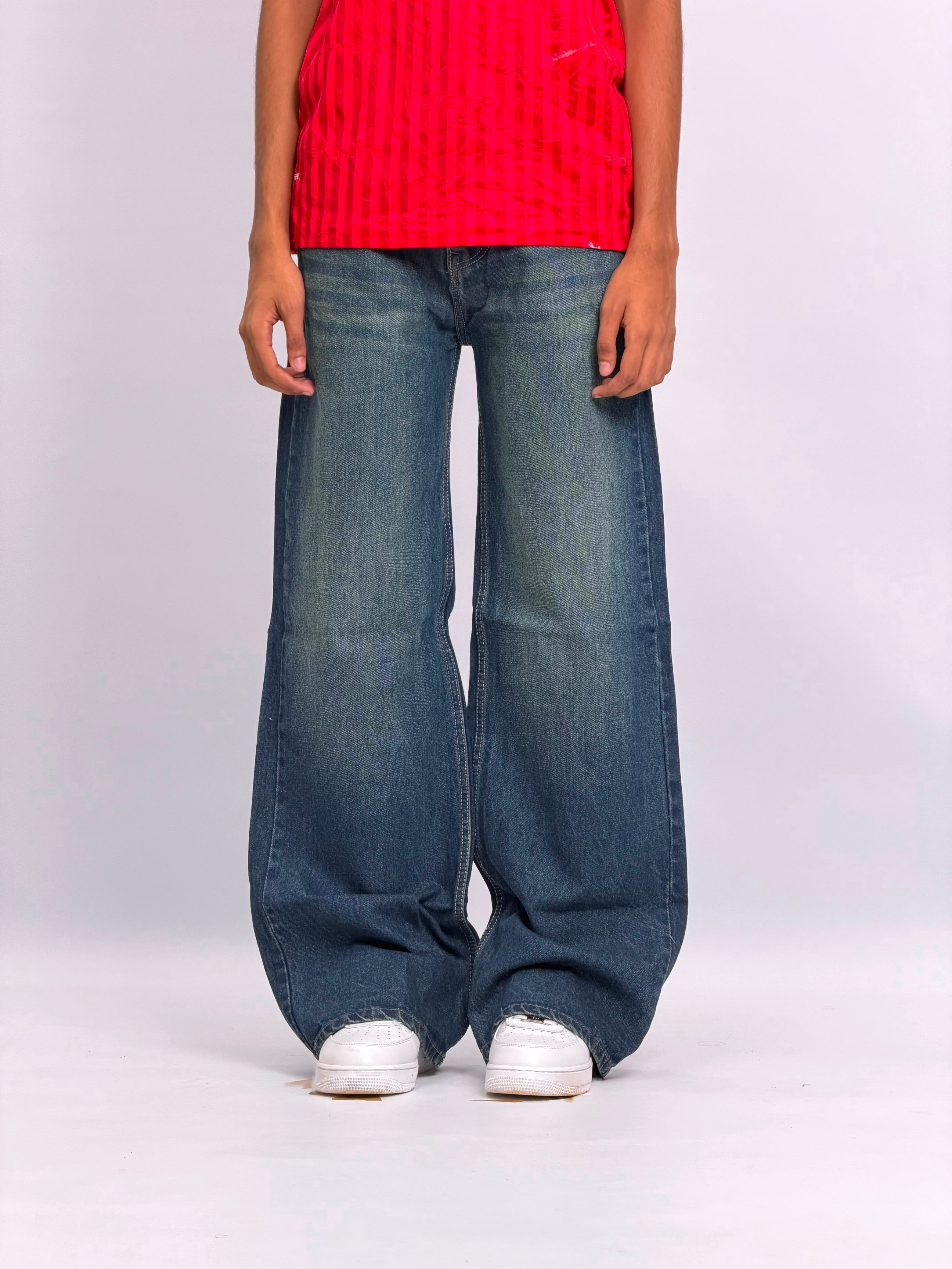 WIDE-LEG FADED DENIM BLUE