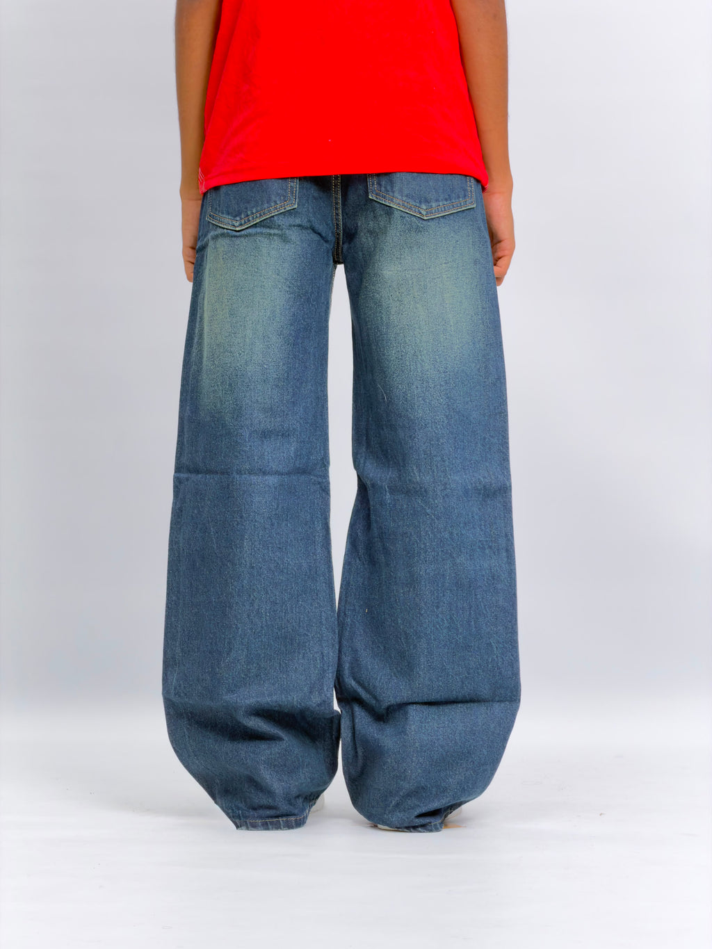 WIDE-LEG FADED DENIM BLUE