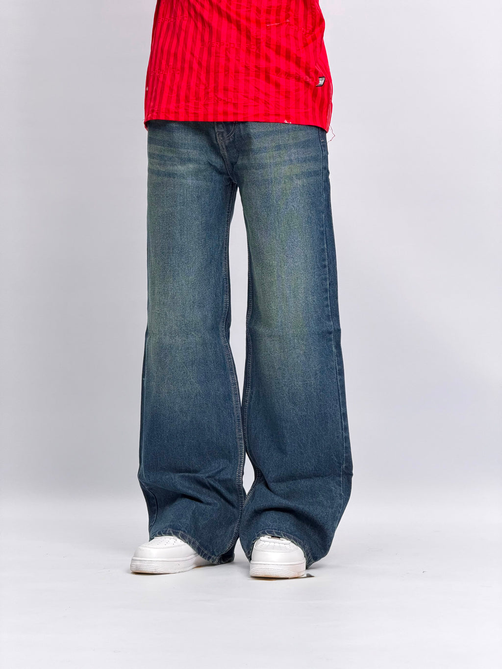 WIDE-LEG FADED DENIM BLUE